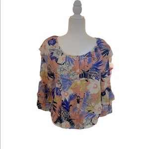 Sanctuary Off Shoulder Convertible Floral Blouse Multicolor
